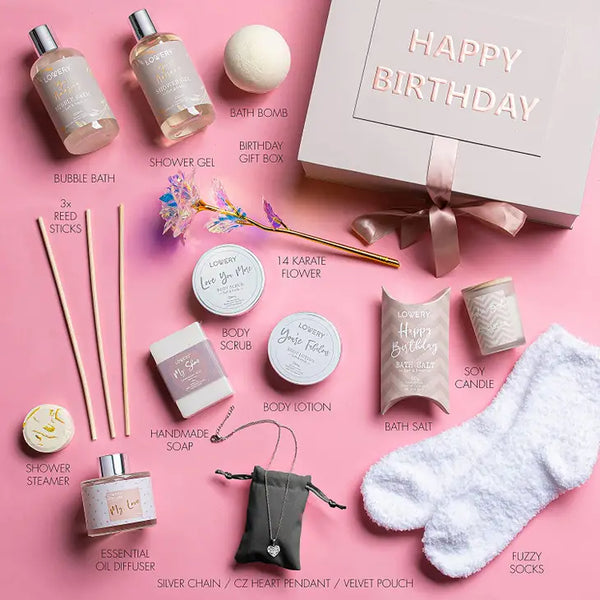 Happy Birthday Gift Box contents- Sun Valley Baskets & Gifts
