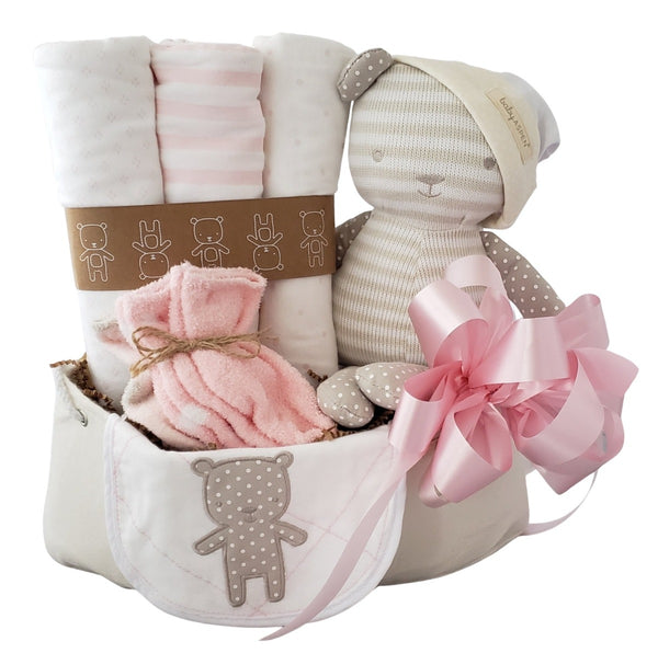 Beary Special Welcome Baby Girl Gift Basket